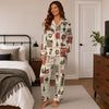 Festive Cream Homespun Tiles Custom Long Pajama Set