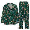Festive Dark Green Motif Medley Custom Long Pajama Set