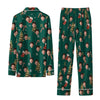 Festive Dark Green Motif Medley Custom Long Pajama Set