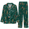 Festive Dark Green Motif Medley Custom Long Pajama Set