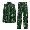 Festive Dark Green Tree Motifs Custom Long Pajama Set