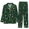 Festive Dark Green Tree Motifs Custom Long Pajama Set
