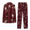 Festive Deep Burgundy Floral Starburst Custom Long Pajama Set