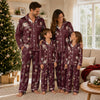 Festive Deep Burgundy Floral Starburst Custom Long Pajama Set