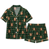 Festive Forest Green Garland Rows Custom Short Pajama Set