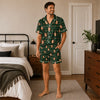 Festive Forest Green Garland Rows Custom Short Pajama Set