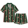 Festive Forest Green Ribbon Stripes Custom Short Pajama Set