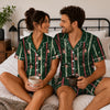 Festive Forest Green Ribbon Stripes Custom Short Pajama Set