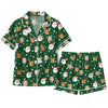 Festive Green Dotted Medley Custom Short Pajama Set