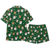 Festive Green Dotted Medley Custom Short Pajama Set