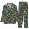 Festive Green Organic Scatter Custom Long Pajama Set