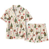 Festive Ivory Pinstripe Icon Toss Custom Short Pajama Set