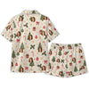 Festive Ivory Pinstripe Icon Toss Custom Short Pajama Set