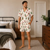 Festive Ivory Pinstripe Icon Toss Custom Short Pajama Set