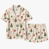 Festive Ivory Pinstripe Icon Toss Custom Short Pajama Set