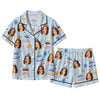 Festive Light Blue Cake Balloon Scatter Custom Short Pajama Set