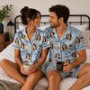 Festive Light Blue Cake Balloon Scatter Custom Short Pajama Set - image 4