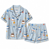Festive Light Blue Cake Balloon Scatter Custom Short Pajama Set - image 2