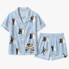 Festive Light Blue Getaway Car Scatter Custom Short Pajama Set for Couples