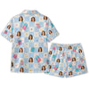 Festive Mint Green Checkered Icon Toss Custom Short Pajama Set - image 3
