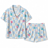 Festive Mint Green Checkered Icon Toss Custom Short Pajama Set - image 2
