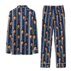 Festive Navy Striped Symbols Custom Long Pajama Set