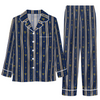 Festive Navy Striped Symbols Custom Long Pajama Set