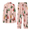 Festive Pink Triangle Toss Custom Long Pajama Set