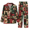Festive Red And Forest Green Patchwork Tiles Custom Long Pajama Set