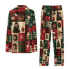 Festive Red And Forest Green Patchwork Tiles Custom Long Pajama Set