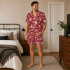 Festive Red Lettering Toss Custom Short Pajama Set