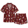 Festive Red Plaid Silhouettes Custom Short Pajama Set