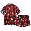 Festive Red Plaid Silhouettes Custom Short Pajama Set
