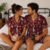 Festive Red Plaid Silhouettes Custom Short Pajama Set