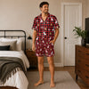 Festive Red Plaid Silhouettes Custom Short Pajama Set