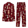 Festive Red Portrait Scatter Custom Long Pajama Set for Pet Lovers