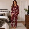 Festive Red Portrait Scatter Custom Long Pajama Set for Pet Lovers