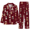 Festive Red Portrait Scatter Custom Long Pajama Set for Pet Lovers
