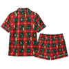 Festive Red Tartan Icon Grid Custom Short Pajama Set