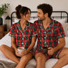 Festive Red Tartan Icon Grid Custom Short Pajama Set
