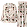 Festive Warm Ivory Vertical Sprigs Custom Long Pajama Set
