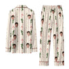 Festive Warm Ivory Vertical Sprigs Custom Long Pajama Set