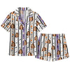 Festive White Ornamental Stripes Custom Short Pajama Set