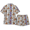 Festive White Ornamental Stripes Custom Short Pajama Set