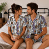 Festive White Ornamental Stripes Custom Short Pajama Set