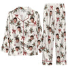 Festive White Ribbon Foliage Custom Long Pajama Set