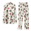 Festive White Ribbon Foliage Custom Long Pajama Set