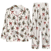 Festive White Ribbon Foliage Custom Long Pajama Set