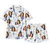 Festive White Ribbon Motifs Custom Short Pajama Set