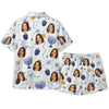 Festive White Ribbon Motifs Custom Short Pajama Set